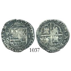 Potosi, Bolivia, cob 1 real, Philip II, assayer M, rare.