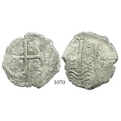 Potosi, Bolivia, cob 8 reales, 1678E.