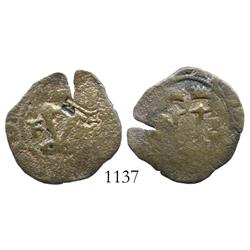 Santo Domingo, Dominican Republic, copper 4 maravedis, Charles-Joanna, assayer F, with key counterma