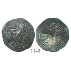 Santo Domingo, Dominican Republic, copper 4 maravedis, Charles-Joanna, assayer F, with anchor counte