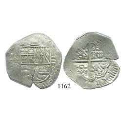 Bogota, Colombia, cob 4 reales, Philip IV, assayer P (1627-32), unique error with HISPAN backwards i