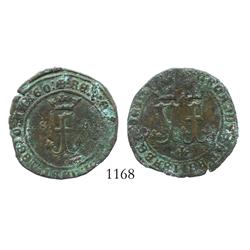 Seville, Spain (for the New World), copper 4 maravedis, Ferdinand-Isabel, rare.