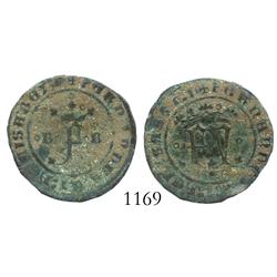 Burgos, Spain (for the New World), copper 2 maravedis, Ferdinand-Isabel, rare.