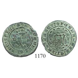 Burgos, Spain (for the New World), copper 2 maravedis, Ferdinand-Isabel, rare.