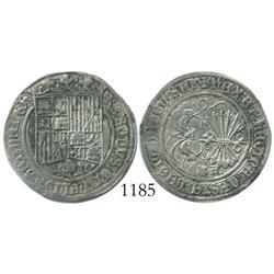 La Coruna, Spain, 1 real, Ferdinand-Isabel, assayer A, rare.