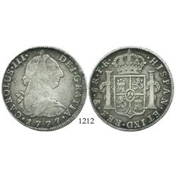 Potosi, Bolivia, bust 8 reales, Charles III, 1777PR.