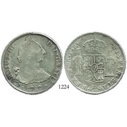 Potosi, Bolivia, bust 8 reales, Charles III, 1787PR.