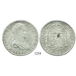 Potosi, Bolivia, bust 8 reales, Ferdinand VII, 1820PJ.