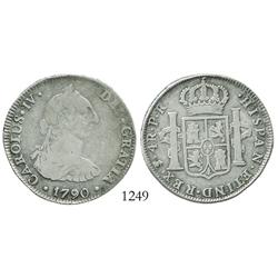 Potosi, Bolivia, bust 4 reales, Charles IV transitional (bust of Charles III, ordinal IV), 1790PR.