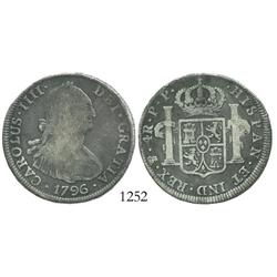 Potosi, Bolivia, bust 4 reales, Charles IV, 1796PP.