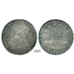 Potosi, Bolivia, 8 soles, 1833LM, encapsulated NGC AU-50.