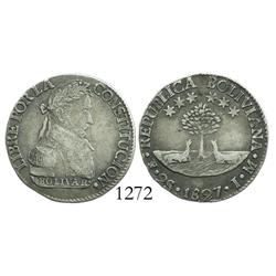 Potosi, Bolivia, 2 soles, 1827JM.