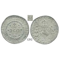 Brazil (Rio mint), 960 reis, 1824-R, rare as underweight and doubled.