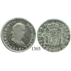 Santiago, Chile, bust 2 reales, Ferdinand VII, 1813FJ.