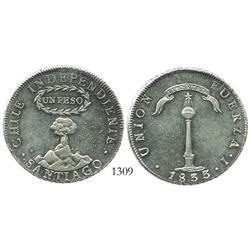Santiago, Chile, "volcano" peso, 1833I.