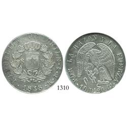 Santiago, Chile, 8 reales, 1848JM, encapsulated NGC MS-61.