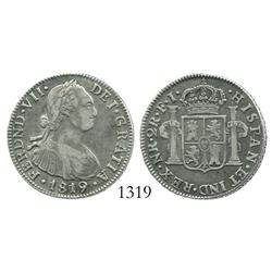 Bogota, Colombia, bust 2 reales, Ferdinand VII (bust of Charles IV), 1819FJ.