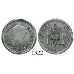 Popayan, Colombia, bust 1 real, Charles III, 1772JS.