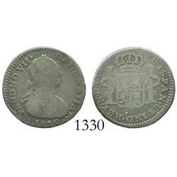 Bogota, Colombia, bust 1 real, Ferdinand VII (bust of Charles IV), 1812JF.