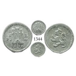 Popayan, Colombia, 1/4 real, Ferdinand VII, 1816.