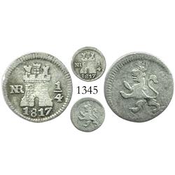 Bogota, Colombia, 1/4 real, Ferdinand VII, 1817.