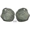 Image 1 : Costa Rica, 2 reales counterstamp (Type V), 1846-JB, on Potosi, Bolivia, cob 2 reales of 1731M, scar