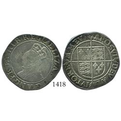 London, England, shilling, Elizabeth I (fifth issue, 1582-1600), bell mintmark.