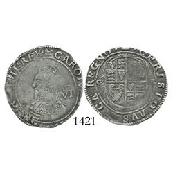 London, England, sixpence, Charles I (Tower mint, 1625-43), portcullis mintmark (1633-4).