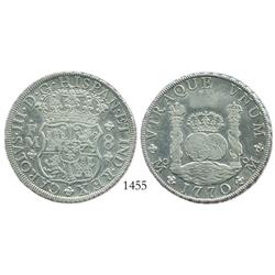 Mexico City, Mexico, pillar 8 reales, Charles III, 1770FM.