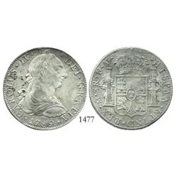 Mexico City, Mexico, bust 8 reales, Charles IV transitional (bust of Charles III, ordinal IV), 1789F