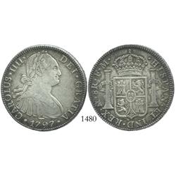 Mexico City, Mexico, bust 8 reales, Charles IV, 1797FM.