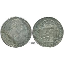 Mexico City, Mexico, bust 8 reales, Charles IV, 1799FM.