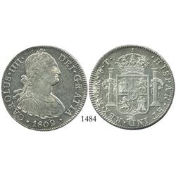 Mexico City, Mexico, bust 8 reales, Charles IV, 1802FT.