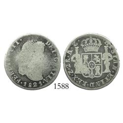 Zacatecas, Mexico (War of Independence), 2 reales, Ferdinand VII, 1821AZ/RG.