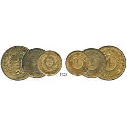 Paragauy, 3-coin set of copper 4, 2, and 1 centesimos, 1870.