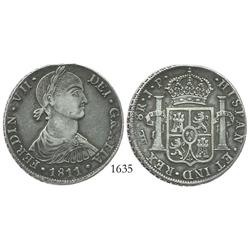 Lima, Peru, bust 8 reales, Ferdinand VII ("imaginary bust"), 1811JP.