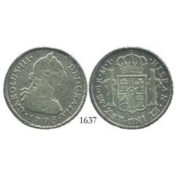 Lima, Peru, bust 4 reales, Charles III, 1775MJ.