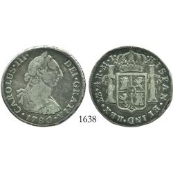Lima, Peru, bust 4 reales, Charles III, 1780MJ.