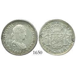 Lima, Peru, bust 2 reales, Ferdinand VII, 1819JP.