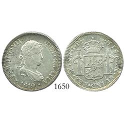 Lima, Peru, bust 2 reales, Ferdinand VII, 1819JP.