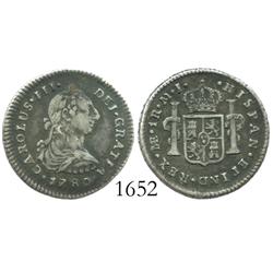 Lima, Peru, bust 1 real, Charles III, 1780MJ.