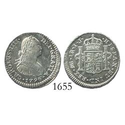 Lima, Peru, bust 1 real, Charles IV, 1796IJ.