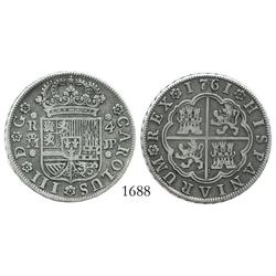 Madrid, Spain, milled 4 reales, Charles III, 1761JP.