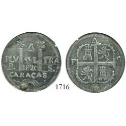 Caracas, Venezuela, 4 Reales, 1820BS, variety with king's ordinal as "o7", encapsulated ANACS plugge