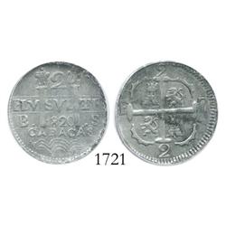 Caracas, Venezuela, 2 reales, 1820BS, encapsulated ICG EF-45.