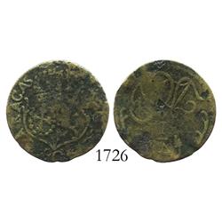 Caracas, Venezuela, copper 1/4 real, 1805, very rare.