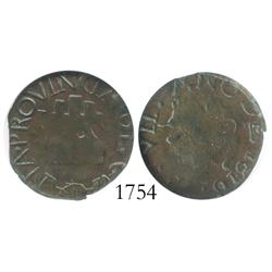Guayana, Venezuela, copper 1/2 real, 1816, encapsulated NGC VF-25 BN.
