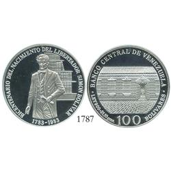 Venezuela (Wehrdole), proof 100 Bolivares, 1983, Bolivar Bicentennial, encapsulated NGC PF-67 Ultra