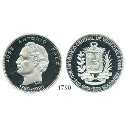 Venezuela (Mexico), proof 500 Bolivares, 1990, Paez Bicentennial, encapsulated NGC PF-69 Ultra Cameo