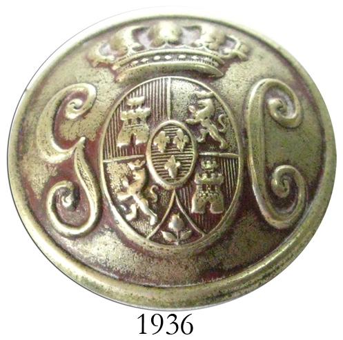 Ornate silver officer's button with Bourbon coat-of-arms and initials G ...